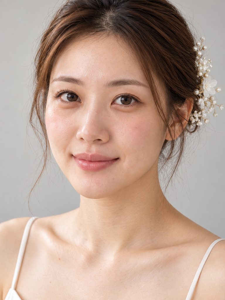 The same bride after bridal makeup and hair